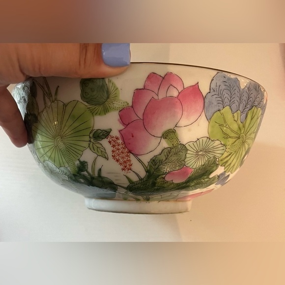 Floral Hand Painted Gold Trim Decorative Bowl Made in China Vintage - Picture 7 of 7